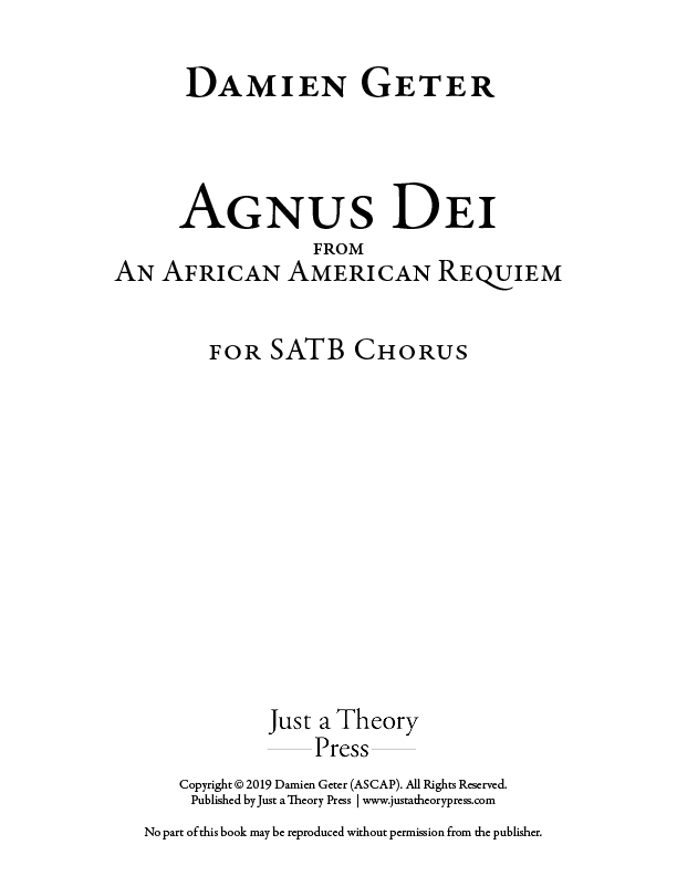 Agnus Dei, from An African American Requiem
