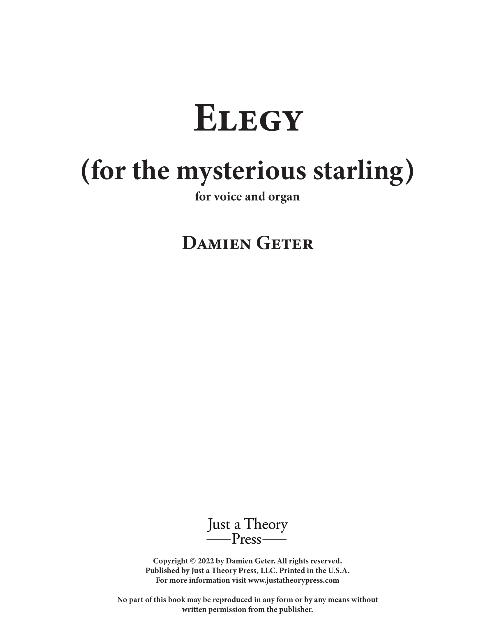 Elegy (for the Mysterious Starling)